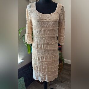 Rabbit Rabbit Rabbit Designs SZ 4 Beige Lace Lined 3/4 Sleeves Boho Fall